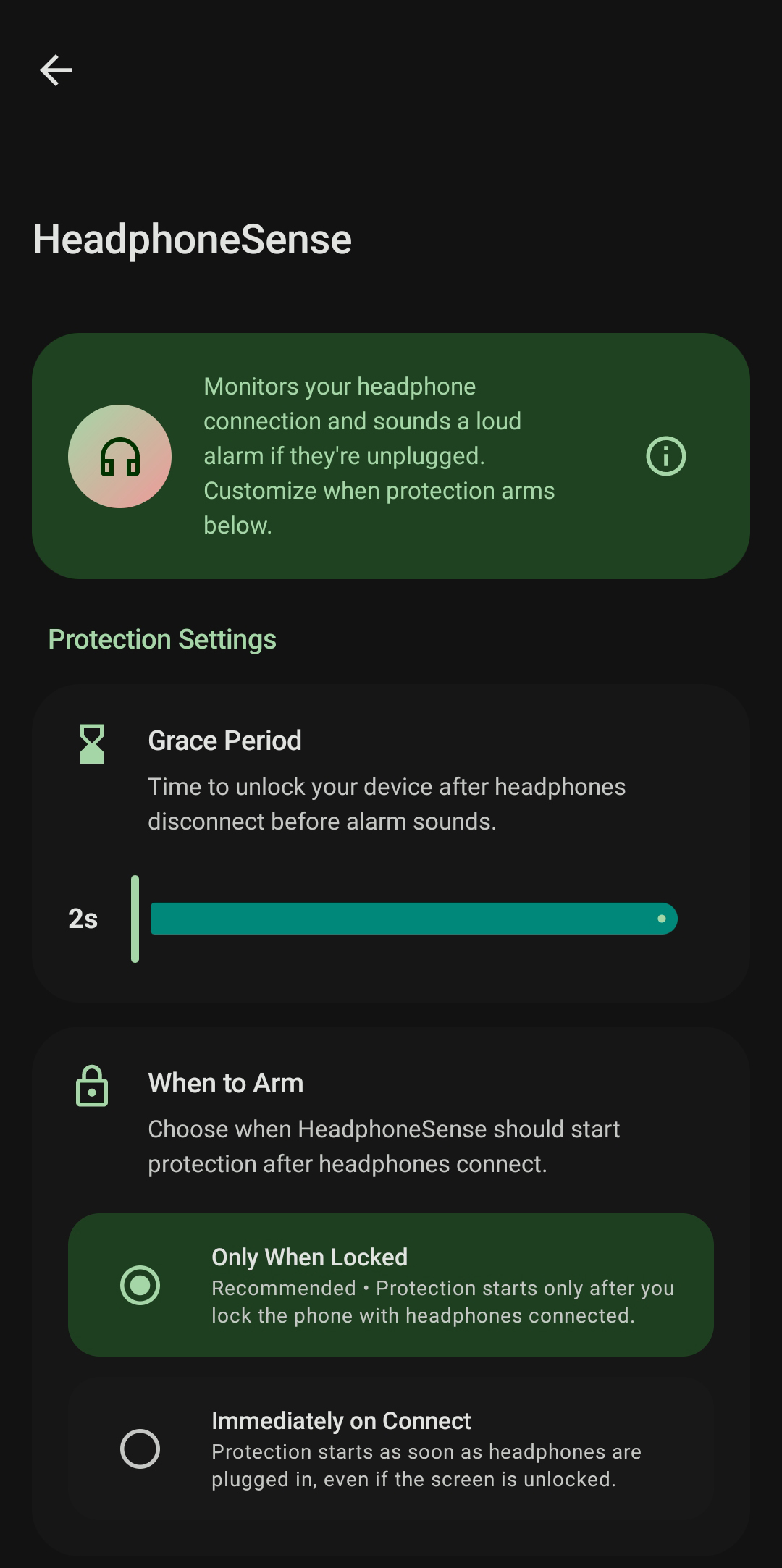 HeadphoneSense Grace Period