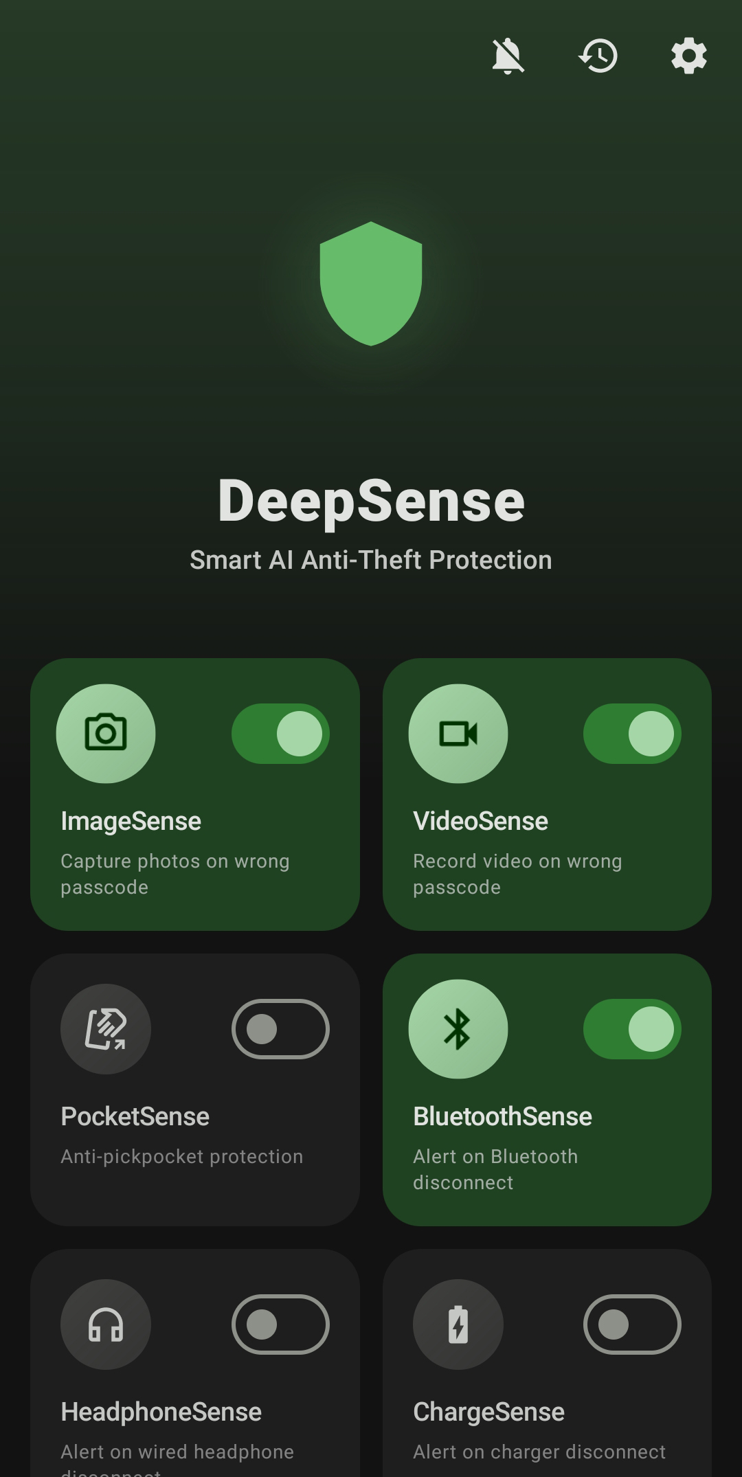 DeepSense App Interface Dashboard