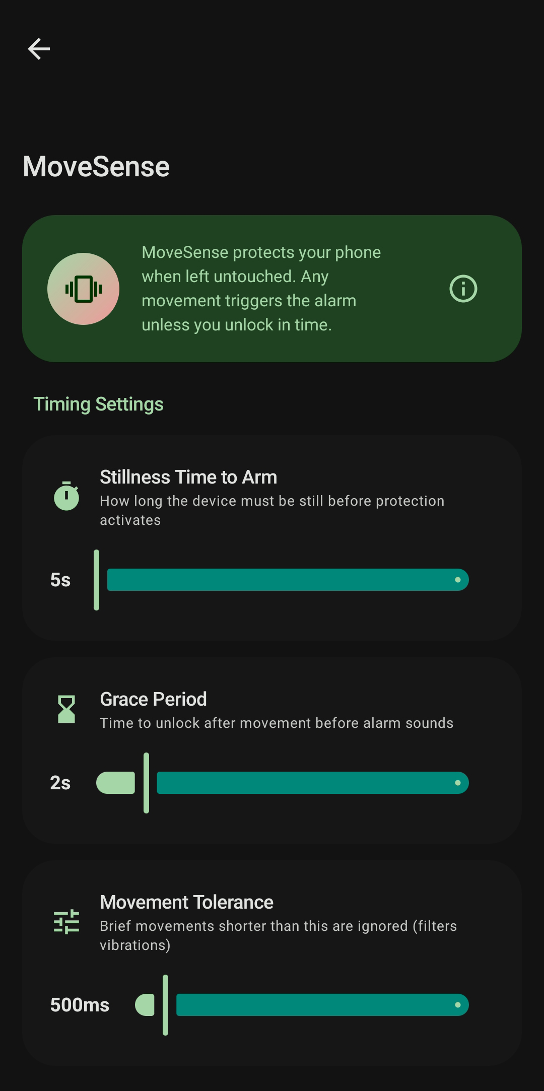 MoveSense Stillness Delay