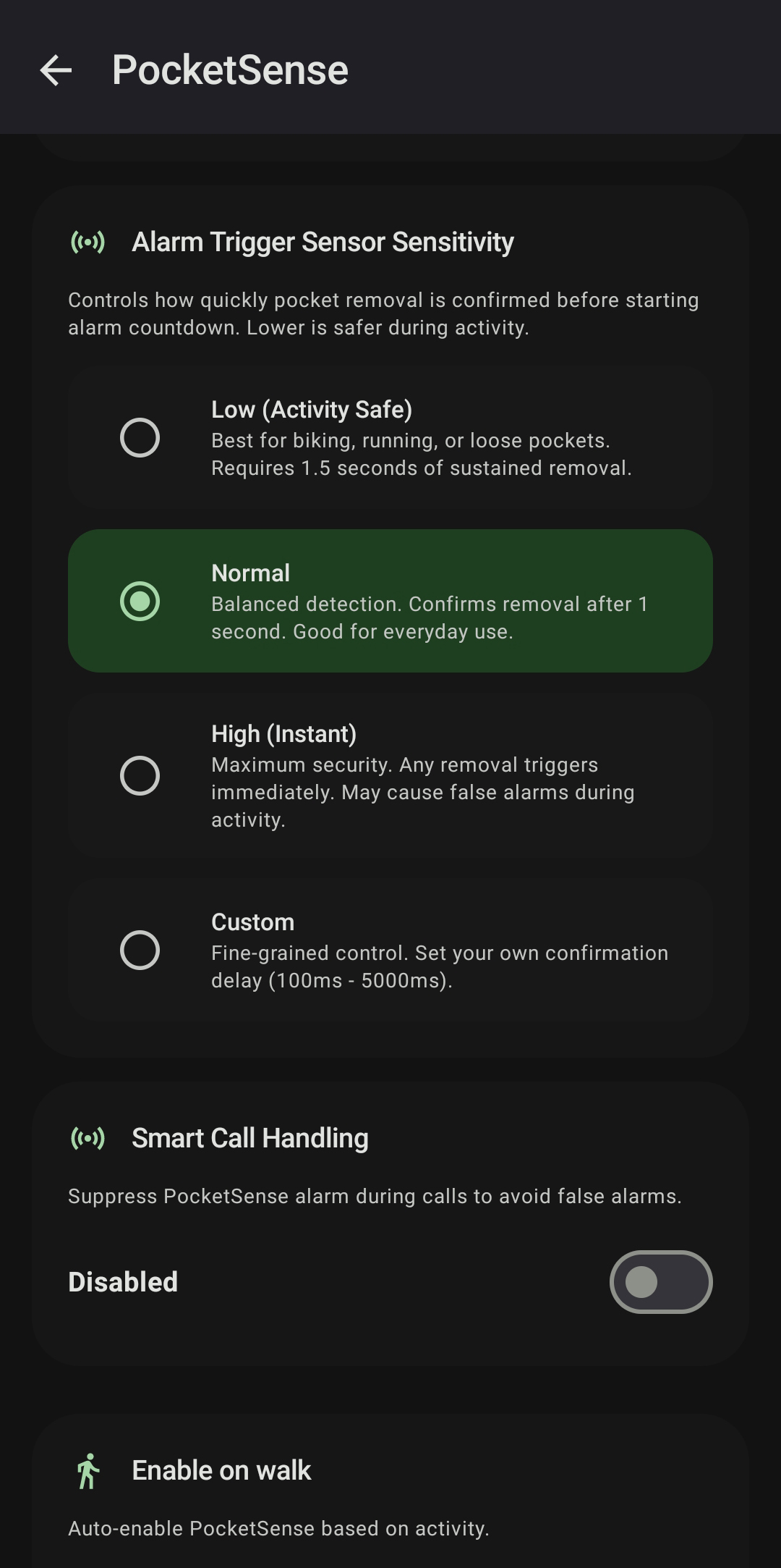PocketSense Confirmation Trigger